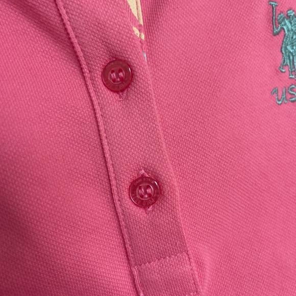US Polo Assn Girls Top 8-9 Y Pink Polo Logo Embroidered Short Sleeve Collar new - Picture 15 of 17